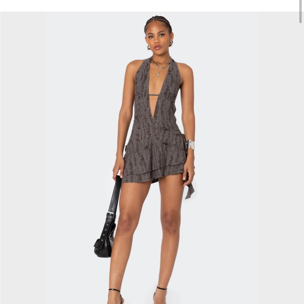 Edikted Shredded Backless Mini Dress